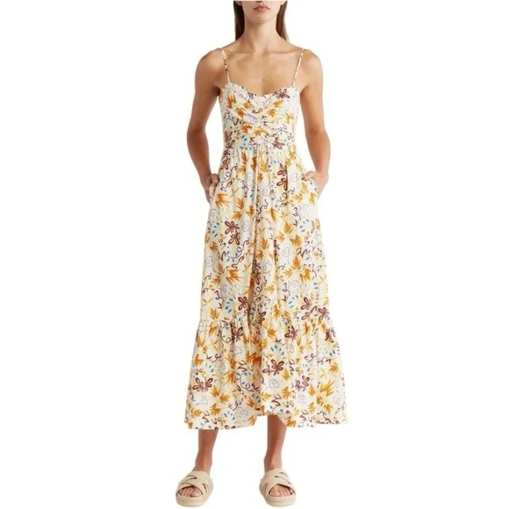 A.L.C. | Dresses | Alc Aline Midi Lilah Dress White Floral Print Flounce Hem Size 2 Nwt 495